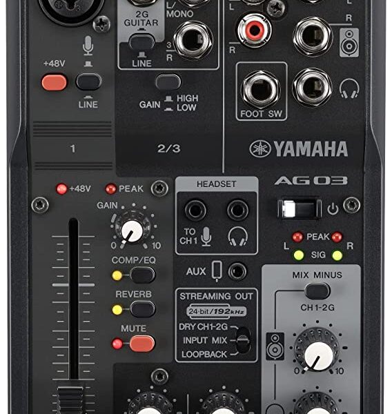 Yamaha AG03 MK2 Black 3-Channel Live Streaming Loopback Mixer/USB Interface